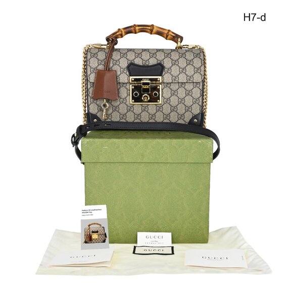 Gucci Padlock GG Supreme Bamboo Small Top Handle/ Shoulder Bag - Picture 5 of 13